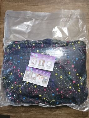 Happy Nappers Shimmer Unicorn Sleeper Sack • Black Cosmic Star Pattern • Med